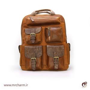 کوله پشتی هشت جیب تمام چرم mrch30045