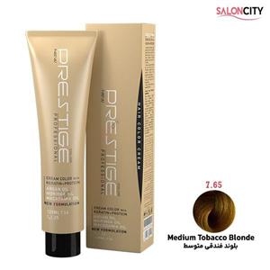 رنگ مو پرستیژ سری فندقی شماره 7.65 بلوند فندقی متوسط  حجم 120 میل
