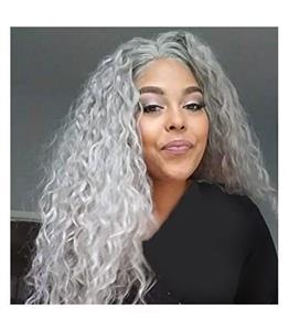 کلاه گیس پوستیژ زنانه کندیس بلند فر و حالت دار خاکستری  نقره ای