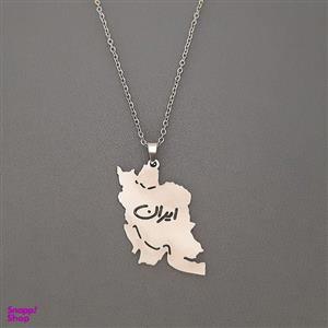گردنبند مدل استیل طرح نقشه ایران کد hach-14