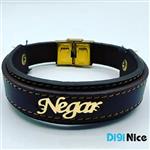 دستبند چرمی Negar نگار با پلاک طلا 18 عیار کد DN-B0111