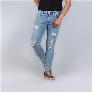 شلوار جین اسکینی مردانه آبی روشن Bershka زاپدار 23337