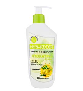 کرم ابرسان روغن زیتون مناسب پوست های مختلط 300میل هرمودر Hermooder Olive Oil Hydrating Cream For Combination Skin 300ml 