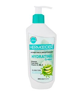 کرم ابرسان الوئه ورا مناسب انواع پوست 300میل هرمودر Hermooder Aloevera Hydrating Cream For All Skin Types 300ml 