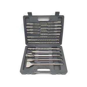 قلم و مته چهار شیار الماسه باس مدل BIT-DRILL-HAMMER مجموعه 17 عددی