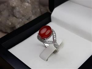 انگشتر زنانه عقیق یمنی سرخ کد 2188