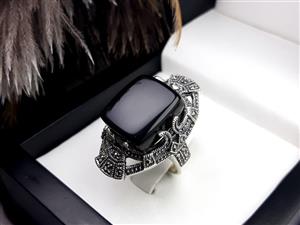 انگشتر زنانه عقیق مشکی کد 2150