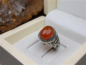 انگشتر مردانه عقیق یمنی سرخ خوش رنگ کد 719