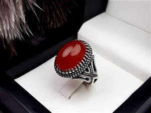 انگشتر مردانه عقیق یمنی سرخ درجه یک کد 2072