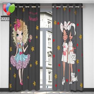 پرده ساتن سه بعدی گوزل مدل دختر آبنباتی