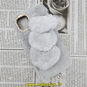 قاب گوشی iPhone 11 Pro Max آیفون طرح پشمالو لاکچری دستبندی قلبی نگین دار خاکستری کد 400