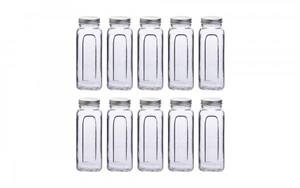 بانکه شیشه ‌ای درب ‌دار کاوه بسته 10 عددی ابعاد 8x8x23 سانتی‌ متر