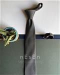 ست کراوات و دستمال جیب مردانه  طوسی ساده کد nesen96