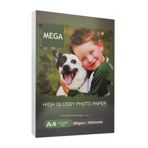 کاغذ عکس گلاسه مگا سایز A4 وزن 260 گرم 100 برگ