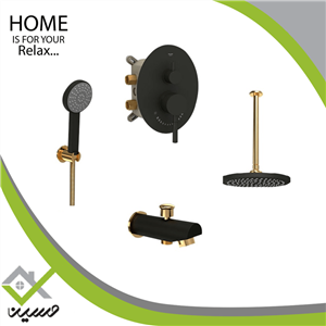 شیر حمام توکار شودر سری روگن مشکی طلایی تیپ 4 Brass