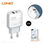 شارژ دیواری فست شارژ الدینو LDNIO A2424C Wall Charger PD 20W QC 3 توان 20 وات همراه کابل ...