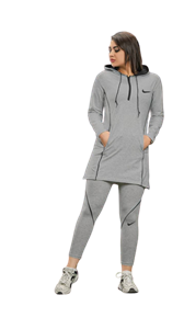 مانتو شلوار نیم زیپ کلاهدار ورزشی Nike