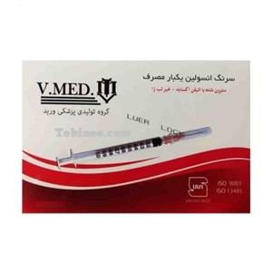 سرنگ انسولین یک میلی‌لیتر وی مد (V.MED) اسلیپ