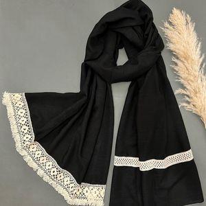 شال مشکی نخی مکرومه