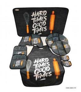 سرویس آشپزخانه پارچه ای عروس طرح HARD TIME GOOD TIME مشکی