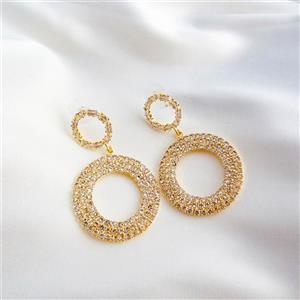 گوشواره زنانه زارا طرح دایره نگین دار کد RS-631