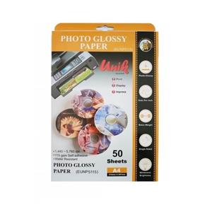 کاغذ فتو گلاسه چسبدار 115 گرم یونیک سایز A4