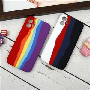 قاب سیلیکونی اورجینال رنگین کمانی محافظ لنزدار iPhone 12