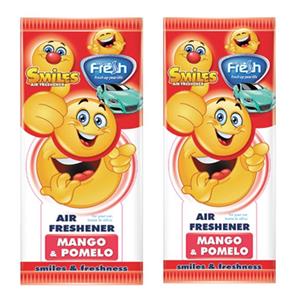 خوشبو کننده خودرو فرش وی مدل Smile Mango And Pomel بسته 2 عددی Fresh Way Smile Mango And Pomel Car Air Freshener - Pack Of 2