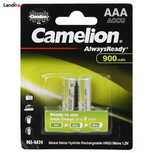 باتری نیم قلمی شارژی کملیون HR03 1.2V AAA 900mAh بسته 2 عددی