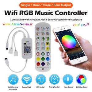 کنترلر RGB Magic Home WiFi موزیکال چهار خروجه با ریموت 24 کلید IR 