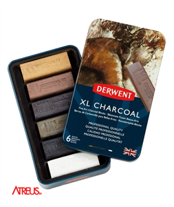 زغال طراحی آبرنگی 6رنگ درونت XL CHARCOAL 