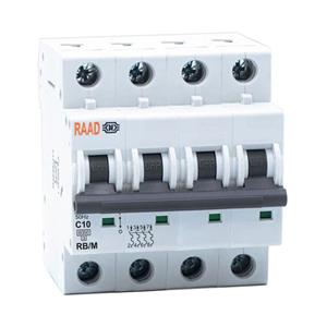 کلید مینیاتوری 4 پل 10 آمپر RB-M-4P-C10-6KA رعد
