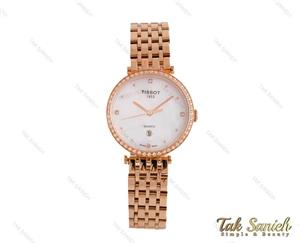 ساعت تیسوت زنانه رزگلد نگین دار Tissot-3854-L