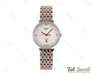 ساعت تیسوت زنانه نگین دار نقره ای Tissot-3853-L