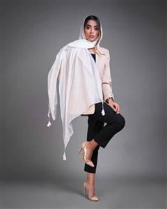 شال سفید ساده پلیسه