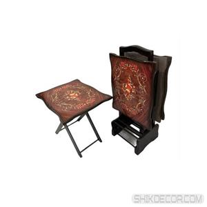 میز عسلی تاشو (چمدانی) پولیشی طرح گل قرمز