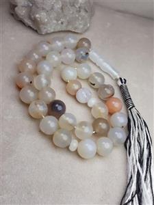 تسبیح 33 دانه عقیق سفید طبیعی کد 1483