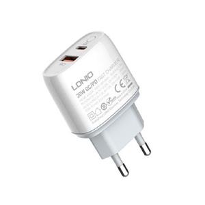 شارژ دیواری فست الدینو LDNIO A2424C Wall Charger PD 20W QC 3 توان 20 وات همراه کابل 