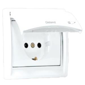 پریز برق ساده با پایه سرامیکی IP44 دلند طرح بارانی توکار آریا