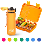 ظرف غذا اسنک کودک و قمقمه کلارشتاین آلمان Klarstein schmatzfatz Frühstücksset, Trinkflasche, Lunchbox Orange