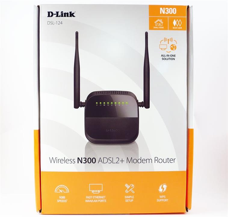 D-Link DSL-124 Wireless N300 ADSL2+ Modem Router