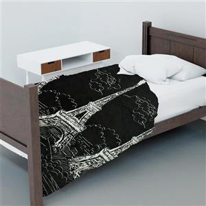 پتو مسافرتی یک نفره مدل روتختی مخملی طرح برج ایفل پاریس