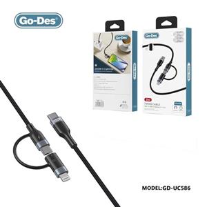 کابل دوقلو  تبدیل usb  به لایتنینگ و تایپ سی  USB-C گودس  فست شارژ ۲۰ وات GO-DES GD-UC۵۸۶ ۲۰W