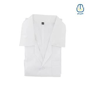 روپوش پزشکی مردانه ترمه مدل ساده سفید سایز ۴۶
