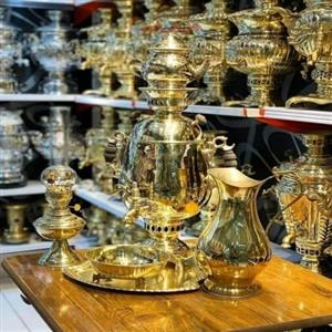 سرویس سماور برنجی 6 لیتری زغالی با کیفیت عالی و طرح جدید