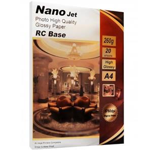 کاغذ فتوگلاسه نانوجت سایز A4 وزن 260 گرم 20 برگ