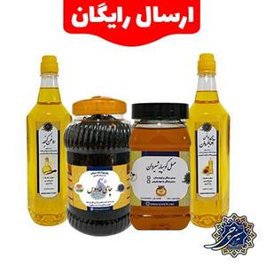 بسته چای و عسل و روغن کنجد و آفتابگردان