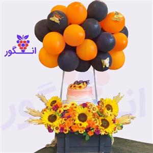 باکس گل تولد هوران + کیک و بادکنک