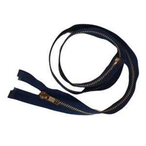 زیپ کاپشنی دندانه فلزی سرمه ای (دنده طلایی)