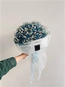 دسته گل ژیپسوفیلا آبی سفید 